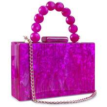 YYW Acrylic Clutch Purses For Women With Marbling Purses And Handbags Elegant Banquet Evening Crossbody Bag - 玫紅色 - 查看 1