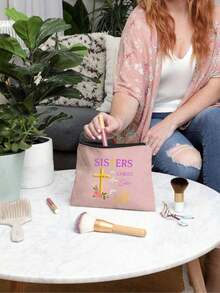 Regali per sorelle, regali di compleanno per sorelle, nuore, sorelle maggiori, regali di laurea e Natale per la migliore amica, sorella minore, una sorella in Cristo è una sorella per la vita. Borsa cosmetica da viaggio di grande capacità per articoli da toeletta, borsa per il fai-da-te per il trucco, perfetta per viaggi, camere da letto, vacanze, pendolarismo quotidiano, ufficio o scuola, regalo per famiglia, amici, medici, infermieri e persone care, perfetta per borse trucco di Natale e Ringraziamento - Multicolore - Visualizzare 4