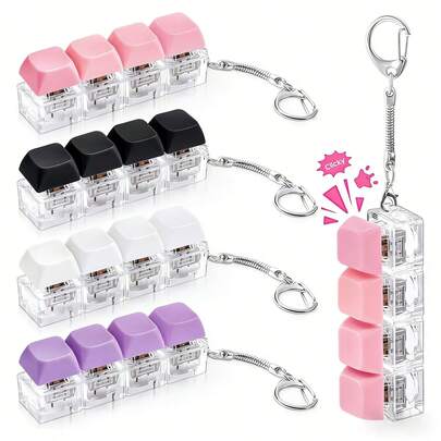 1pc Adult Keyboard Stress Relief Toy, Clickable Toy, Keychain, 4-In-1 Keyboard Decompression Keychain, Mechanical Cube Clicker Pressure Release Gift, Suitable For Office, School, Home To Kill Time, Can Be Hung On Wallet, Bag, Clothes, Or Door/Window/Wall, Portable For Office Or Travel