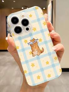 1pc Star Plaid Cat Fish Graphic Transparent TPU Full Body Shockproof Anti-Fingerprint Phone Case, Compatible With Galaxy/ 17/17 Pro/17 Pro Max/16/16 Pro/16 Plus/15/15 Pro Max/15 Pro/11/12/13/14 Pro Max/11 Pro/11 Pro Max/12 Pro/12 Pro Max/13 Pro/13 Pro Max/14 Pro/14 Pro Max, Creative Premium Soft Cover - Multicolor - View 3