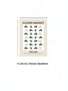 1pc Framed-Free St. Patrick's Day Vintage Poster, Mint Green Shamrock Design 'CLOVER MARKET' Festive Wall Art, Irish-Themed Bedroom, Dorm, Living Room Room Decor, Bedroom Room Decoration, Back-To-School Gift, Wall Hanging, Unique Home Decor - Multicolor - View 11