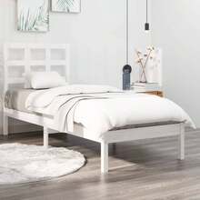 vidaXL Mesa de luz sin matelas blanca 75x190 cm madera maciza - Blanco - Ver 2