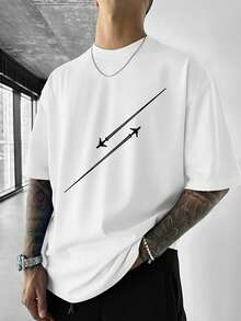Simple Studio | Áo thun nam tay ngắn in họa tiết tối giản | Thích hợp mặc mùa hè | Thoải mái & Thoáng khí | Phong cách - trắng - Xem 2