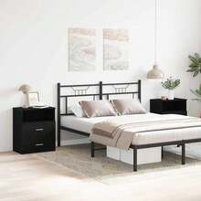 vidaXL Table de nuit 2 pcs Chêne noir 50 x 32 x 60 cm Bois d'ingénierie - Noir - Voir 4