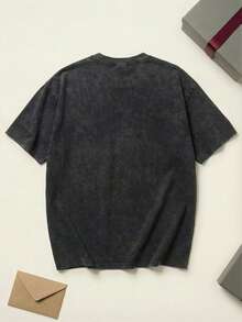 Hell Star Sports Flame Face Graphic Tee Unisex Couple Matching Boyfriend Style Hell Star Y2K Grunge Aesthetic Pixelated Print Acid Washed Cotton Graphic Tees Men Oversized T Shirt Summer Outfits Camisetas Para Hombre - màu đen - Xem 3