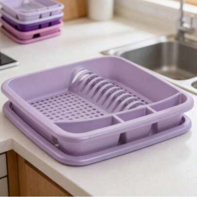 39*39*7 cm Plastic Keuken Afwasrek met Lekbak, Bestekhouder, Kleur willekeurig