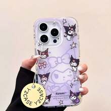 SANRIO Korean Cute Kuromi Kawaii Star Purple Case 11 12 13 14 15 16 17 Pro Max Plus Lovely Y2K Cover - A - Xem 4