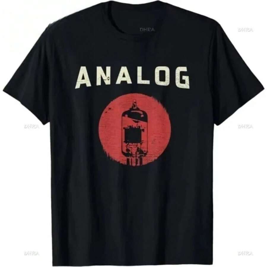 Vacuum Tube Amp Analog Vintage Retro 80's 90's T Shirt T-Shirt  Minimalist Sleek Anime Tee Comfortable Charming - 黑色 - 查看 1