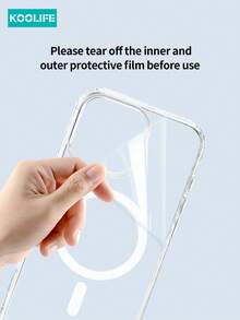 1pc Koolife Magnetic Wireless Charging Anti-Drop Phone Protective Case, PC Backboard + TPU, Transparent Material, Compatible With IPhone 17 ProMax/17/17 Pro/17 Air/12/12 Pro/12 ProMax/13/13 Pro/13 ProMax/14/14 Plus/14 Pro/14 ProMax/15/15 Pro/15 Plus/15 ProMax/16/16 Pro/16 Plus/16 ProMax - Transparent + Butterfly Accessory Dust Plug - View 9