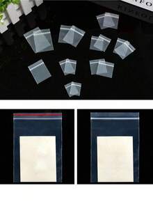 100个透明自封袋，加厚小号珠宝包装袋，可重复使用的戒指耳环塑料袋，透明PE可重复密封袋 - 彩色 - 查看 3