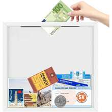 1个多尺寸（15x15/20x20/29x29厘米）黑/白PVC材质3D立体相框，用于存放旅行纪念品、照片，也可作为旅行纪念品收纳盒、登机牌/门票收纳盒、装饰收纳盒、票务整理盒和旅行剪贴簿使用，是完美的圣诞节/周年纪念日/生日礼物（家居装饰及节日聚会纪念品）。