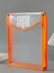 1 Minimalist Solid Color Vertical Three-Dimensional File Bag Transparent And Visible A4 Office Folder Student Stationery Storage Bag Suitable For School And Office Use