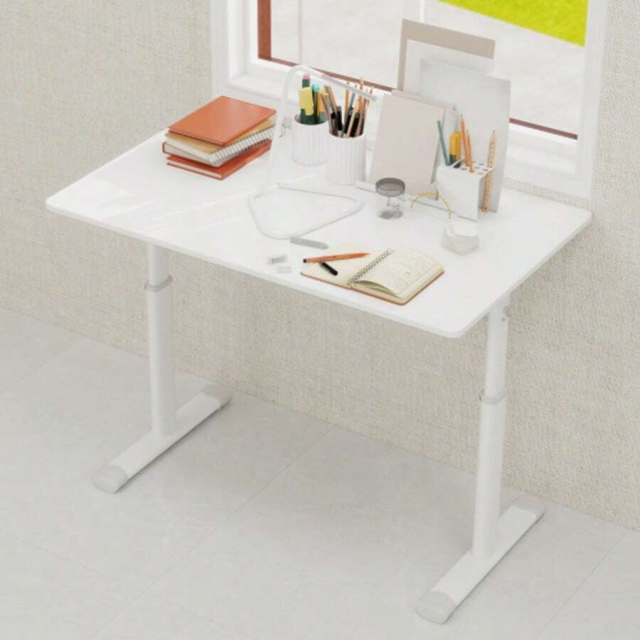 Adjustable Study Desk For Kids & Adults – Height-Adjustable, Multi-Purpose Home/Office Desk, Compact Design - White - View 1