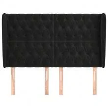 vidaXL Tête de lit con oreilles negro 163x23x118/128 cm terciopelo - Negro - Ver 1