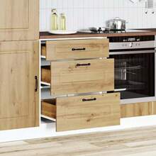 vidaXL Armoire de cuisine Kalmar chêne artisanal bois d'ingénierie - Tabac - Voir 3