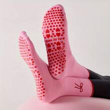 Women's Non-Slip Pilates Socks, Sports Grip Socks, Women's Non-Slip Yoga Socks, Mid-Calf Sports Socks, Grip Ruffled Socks, Suitable For Pilates, Yoga, Dance, Fitness Exercises, Etc., All-Season Universal Style, Non-Slip Sports Sticky Socks - Hot Pink - View 2