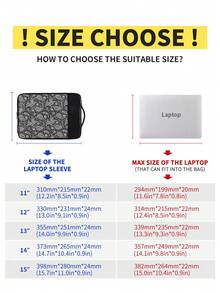 Printing PU Notebook Bag Slim Shockproof Laptop Sleeve Case Compatible With MacBook Matebook - Black - View 4