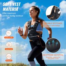 Chaleco ponderado ajustable, chaleco de peso de 20-32 libras con 6 pesos de arena de hierro y raya reflectante, conjunto de ejercicio de chaleco de peso corporal para hombres y mujeres, equipo de entrenamiento para el entrenamiento de fuerza - Negro - Ver 3