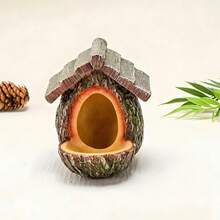 新款创意树桩鸟巢喂食器，树脂材质，户外花园装饰 - 棕色 - 查看 7