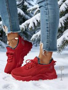 Women's Casual Athletic Shoes For Winter, Flat Shoes For Couples, Soft Upper, Comfortable And Warm, Non-Slip, Wear-Resistant, Multi-Functional Warm Lining Thick-Soled Boots, Comfortable And Versatile, Perfect For Valentine's Day Gifts. Light-Colored Flat Shoes, Versatile And Comfortable, Suitable For All Clothes, Breathable And Soft Soles That Won't Rub Your Feet. - 紅色 - 查看 6