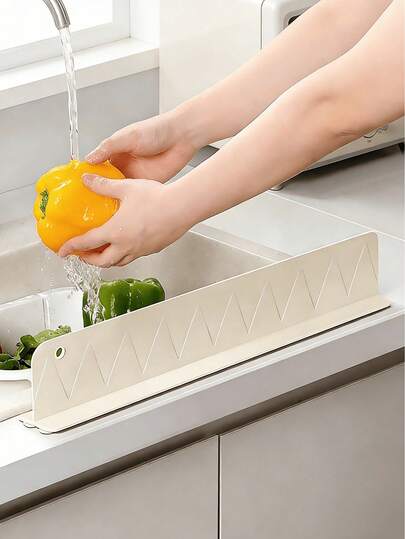 Kitchen Sink Splash Guard, Sink Side Splash Panel, Washbasin And Sink Splash Strip. Suitable For Modern Standard Sinks. All-Weather Usable. Kitchen Vegetable Washing And Dishwashing Sink, Washbasin And Vanity Top Splash Protection. Splash Pad With Silicone Waterproof Strip.