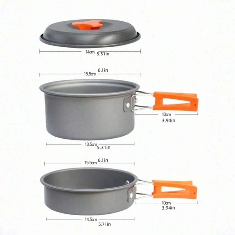 1-2 Person Outdoor Portable Camping Cookware Set, Includes Pot, Pan And Utensils, Suitable For Backpacking, Hiking, Picnicking - Camping Cooking Set - Camping Cookware Set - For Backpack/Portable Stove - Camping Kitchen Accessories - Multicolor - View 5