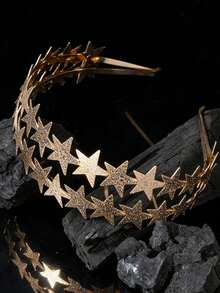 Uma Tiara Vintage de Metal com Estrelas de Camada Dupla e uma Coroa de Lua, Perfeita para Passeios Diários, Lua, Estilo Aleatório - Multicolorido - Visão 3