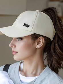 可调节高马尾棒球帽，半开帽檐，男女通用休闲棒球帽，透气，适合通勤、户外运动、跑步、骑行、旅行、购物、露营，女士旅行配件，户外运动配件 - 彩色 - 查看 9