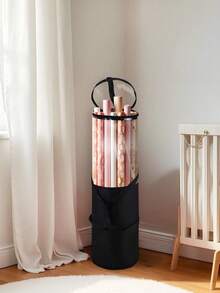 Transparent Gift Packaging Storage Bag, Made Of PVC Material, With Handle, Convenient Cylindrical Container, Transparent Christmas And New Year Gift Packaging Organizer Bag - Half Black - View 1