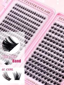 392240/144pcs Cluster False Eyelashes, High Volume D-Curl, DIY Lash Extension, Natural & Thick, Delicate & Lightweight, Super Soft, Reusable, Single Lash Segment Eyelash Extension Kit, Suitable For Travel, Daily Wear (Beginner Friendly), Wedding, Date, Party, Holiday, Also Great As Christmas/Halloween/Gift Eyelash Set - Black - View 5