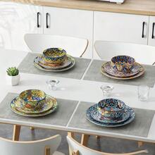 12pcs Bohemian Dinnerware Set With Dinner Plate, Dessert Plate And Bowl, Service For 4 - Bohemian-12 PCS - View 8