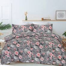 Floral Pattern 4 Pcs Bedding Set Duvet Cover Fitted Sheet With Pillowcases Bedroom Essentials - Style 8 - View 3