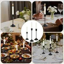 Set de 6/3 suporturi de lumânări în stil francez, aurii/negre/argintii, 3 suporturi de lumânări în formă de con, suporturi de lumânări decorative moderne, aurii și negre, potrivite pentru masă, șemineu, nuntă, cină, petrecere, Crăciun, decorațiuni aniversare (lumânările nu sunt incluse) - Negru - Vizualizare 6