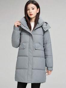 2025 Winter Women's Mid-Length Cotton Coat, Luxury Down Cotton Coat, Korean Style Pant Coat, Chic Casual Cotton Jacket, Coat