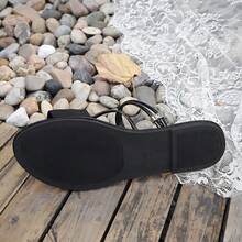Women's Fashionable Slip-On Sandals, Casual Wear For Summer - Black Flower - View 13