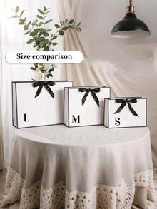 1pc Customized Wedding Gift Bag, Customized Paper Bag, Customized Bridesmaid Gift Box, Bridal Shower, Customized Birthday Gift Bag, Wedding Gift Bag, Bridesmaid Gift Bag, Engagement Gift Bag, Party Gift Bag, Ribbon Tie Gift Bag, Suitable For Holding Small Jewelry, Lingerie, Clothing, Great For Gift Giving. - Multicolor - View 6