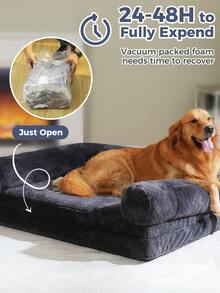 PAWZ Road W138/185cm XXL Thickened Foldable Human & Dog Bed , Convertible To Dog Sofa With Washable Cover, Orthopedic Memory Foam Mat And Waterproof Foam, Deep Gray - 深灰色 - 查看 9