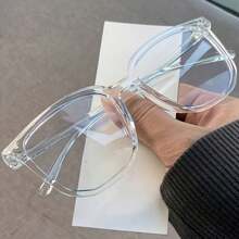 Fashion Transparent Glasses - Oval Square Frame, Blue Light And Radiation Protection, Suitable For Large Faces, Lightweight Plastic Frame, Unisex Digital Screen And Daily Wear, Modern Style Goggles, Exclusive For Office Workers - Clear - View 7