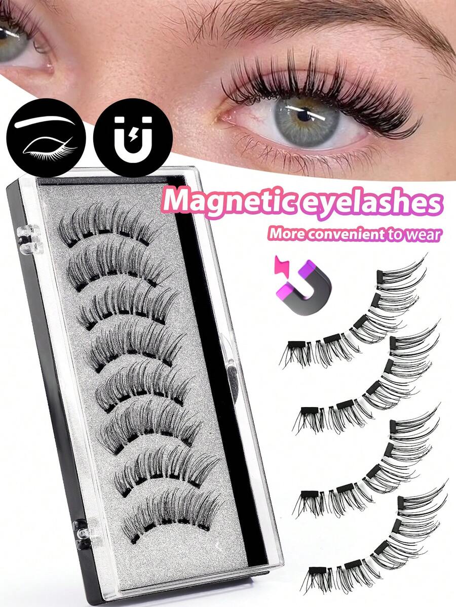 MAANGE Bộ 2/4 cặp mi giả tự nhiên có nam châm, có thể tái sử dụng, mi dày đan chéo, thiết kế hỗn hợp, phù hợp để sử dụng hàng ngày, đi làm, học tập, du lịch, dự tiệc và các dịp khác.