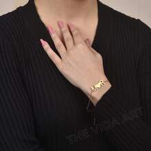 Custom Name Bracelet Personalized Couples Bracelet Gift For Mom Christmas Gift For Her 18K Gold Plated Jewelry Name Bracelet Valentine's Day Gift - Multicolor 3 - View 5