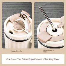 304 Stainless Steel Coffee Mug, Large Capacity Leak-Proof Travel Tumbler With Straw, Suitable For School, Office, Home, Travel, Ramadan, Gifts, Graduation, Valentine's Day, Christmas, Wedding, Birthday - Multicolor - View 7