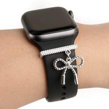 1pc Metal Fashion Twist Twine Style Bowknot Watchband Charm Decorative Ring,Cute Bow Silicone Watch Strap Accessories,Compatible With Apple Watch Band 38mm 40mm 41mm 42mm 44mm 45mm 46mm 49mm