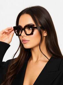 1 pieza Gafas de mujer casual vintage de ojo de gato con estampado de leopardo, sin receta, adecuadas para uso diario y fotografía callejera - Multicolor - Ver 1