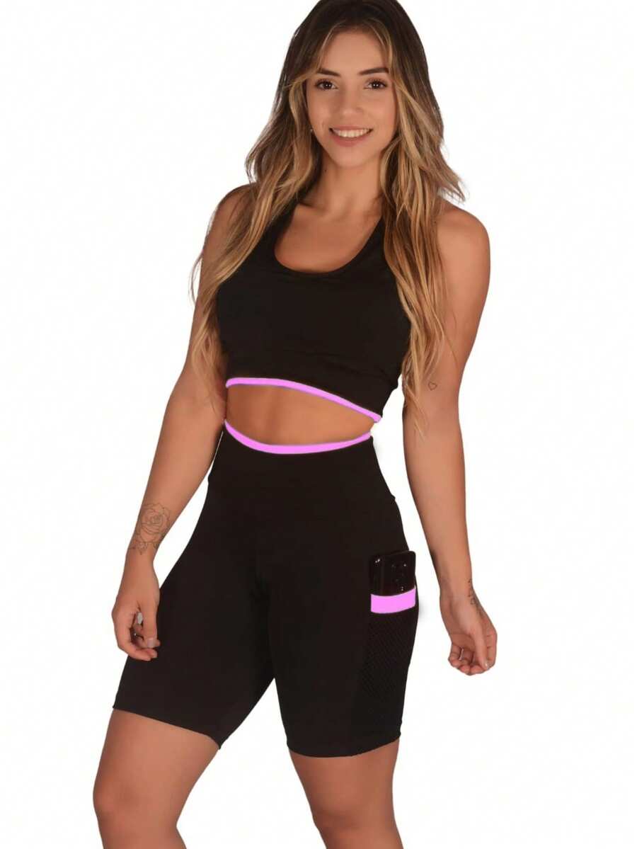 Women's Fitness Shorts For Gym, Workout, Weight Training. - 紫丁香色 - 查看 1