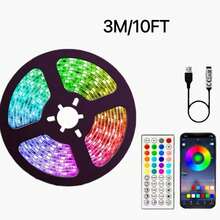 100ft RGB Color Changing LED Strip Lights With App & 44-Key Remote Control, Music Sync, Dimmable -Smart For Bedroom Bookshelf TV Backlight - 彩色 - 查看 13