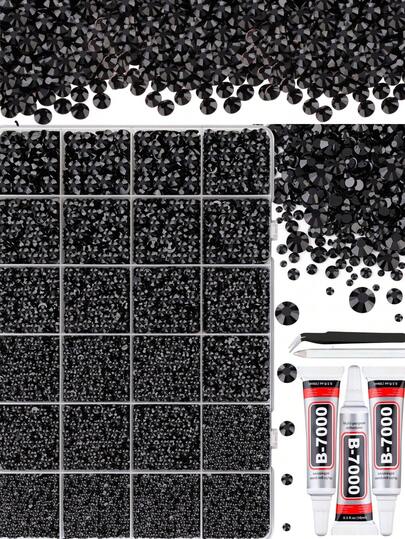 1 ask slumpmässiga blandade ABS svarta strass nagelberlocker mörk cyberpunk-stil rund plattbottnad borr lämplig för hantverk gör-det-själv mångsidiga nagelkonsttillbehör gör-det-själv