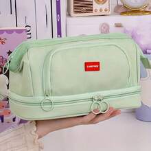 New Fashionable Double-Layer Protective Pencil Case, Multi-Functional Large Capacity Pencil Box, Durable And Spacious, Suitable For Both Men And Women. This Large Capacity Stationery Bag Has Multiple Compartments, Making It An Ideal Choice For Students Going Back To School, As Well As For Organizing Office Supplies, Study Items, And Cosmetics - A Perfect Gift For Teenagers, Men, And Women.