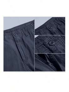 Pantalón de exterior informal y versátil Corte relajado, múltiples bolsillos - Azul Marino - Ver 8