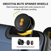 LEVEL8 Textura Maletas de Viaje 20" Equipaje Cuadrado Maleta de Mano con Ruedas Spinner y Cerradura Tsa Azul - Multicolor - Ver 3