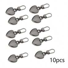 5pcs/10pcs Heart-Shaped Multi-Purpose Metal Detachable Zipper Pulls Replacement Zipper Sliders Repair Kit, For Luggage, Handbags, Backpacks, Jackets - Multicolor - View 12